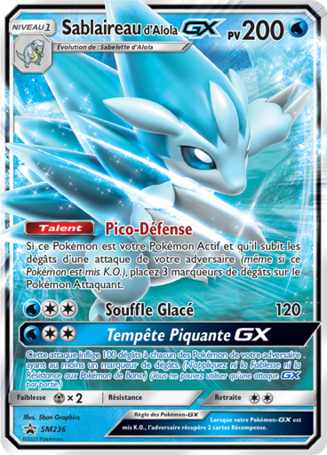 Sablaireau d'Alola GX SM236, carte Carte Promo Soleil et Lune, en vente à Manga Cash à Ans, province de Liège.