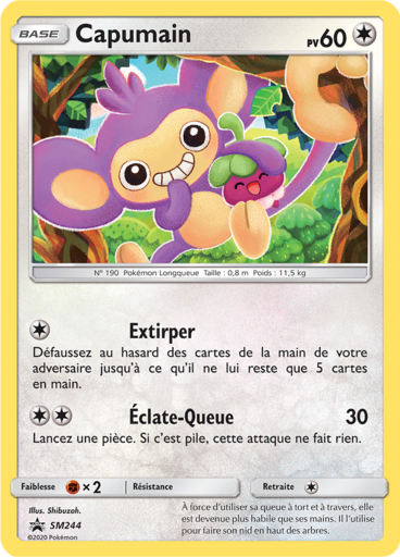 Capumain SM244, carte Carte Promo Soleil et Lune, en vente à Manga Cash à Ans, province de Liège.