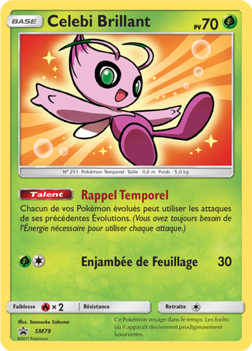Celebi Brillant SM79, carte Carte Promo Soleil et Lune, en vente à Manga Cash à Ans, province de Liège.