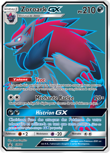 Zoroark GX SM84, carte Carte Promo Soleil et Lune, en vente à Manga Cash à Ans, province de Liège.
