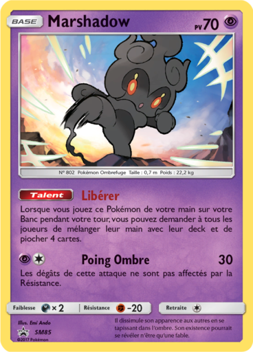 Marshadow SM85, carte Carte Promo Soleil et Lune, en vente à Manga Cash à Ans, province de Liège.