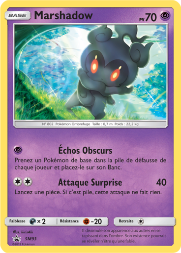 Marshadow SM93, carte Carte Promo Soleil et Lune, en vente à Manga Cash à Ans, province de Liège.