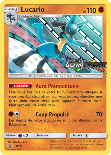 Lucario SM95, carte Carte Promo Soleil et Lune, en vente à Manga Cash à Ans, province de Liège.
