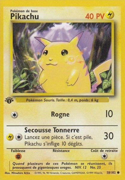 Pikachu (1ère édition) 58/102 Set de Base disponible chez Manga Cash à Ans