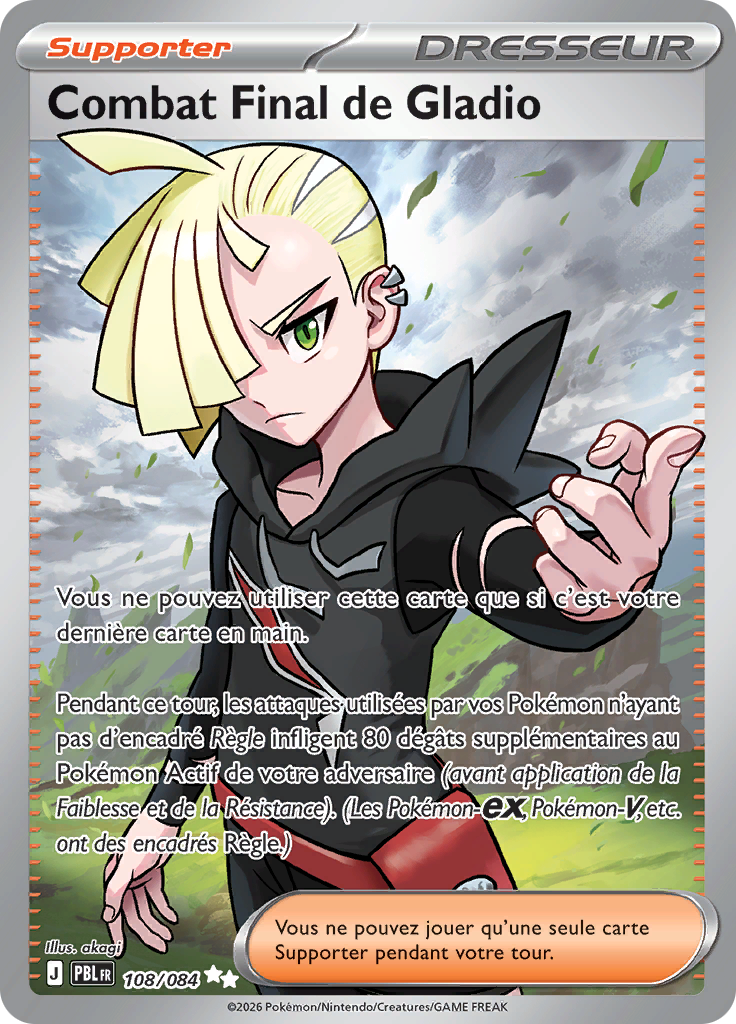 Combat Final de Gladio 108/084, carte Nuit Noire (PBL), en vente à Manga Cash à Ans, province de Liège.