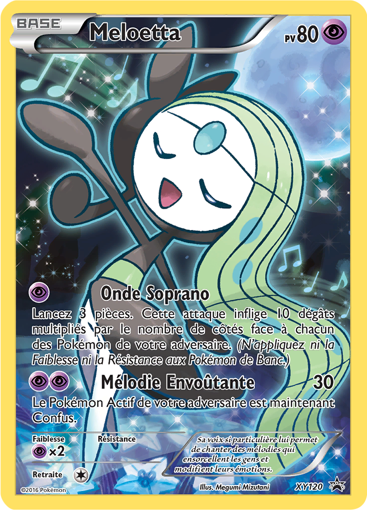 Meloetta XY120, carte Promo XY, en vente à Manga Cash à Ans, province de Liège.
