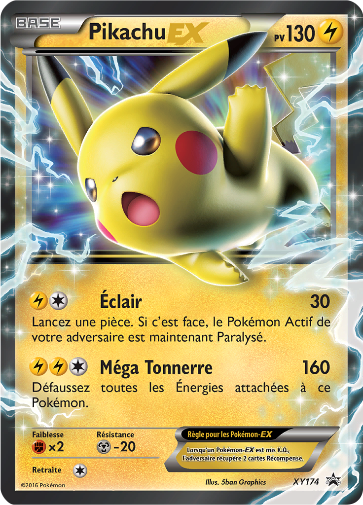 Pikachu EX XY174, carte Promo XY, en vente à Manga Cash à Ans, province de Liège.