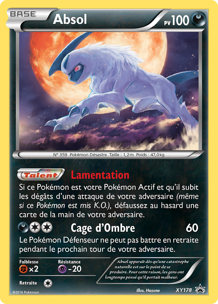 Absol XY178, carte Promo XY, en vente à Manga Cash à Ans, province de Liège.