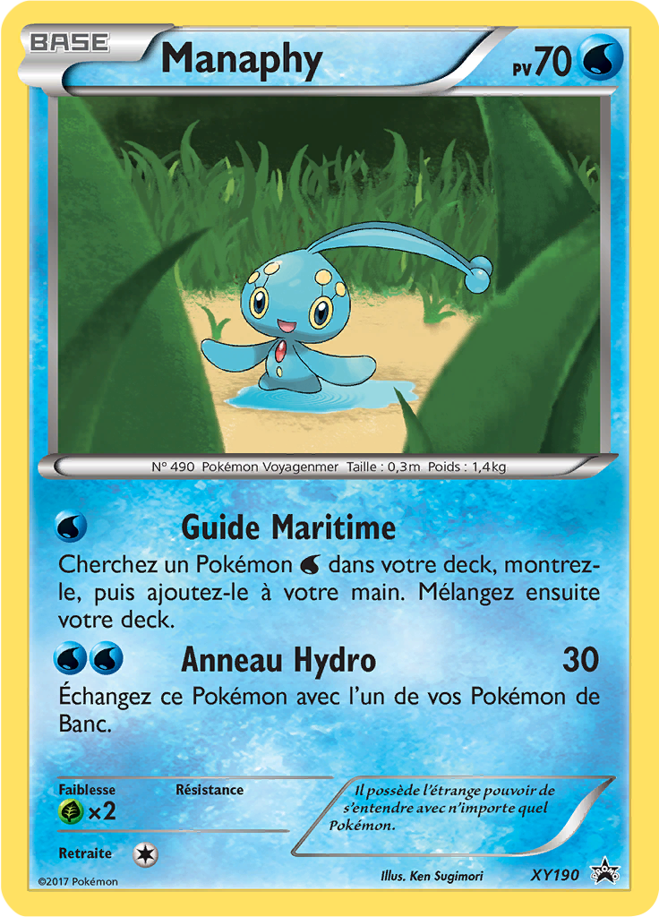 Manaphy XY190, carte Promo XY, en vente à Manga Cash à Ans, province de Liège.