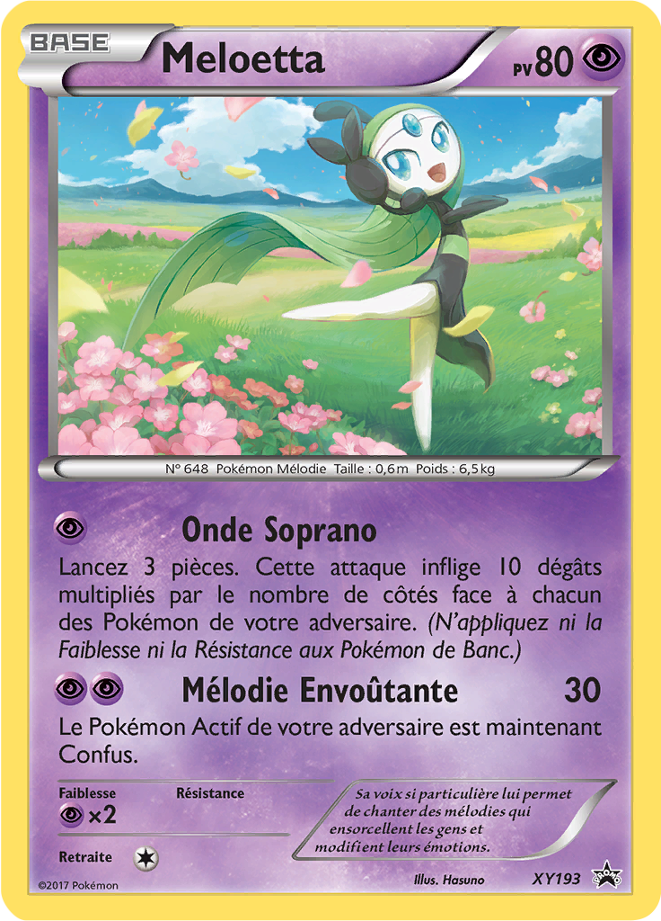 Meloetta XY193, carte Promo XY, en vente à Manga Cash à Ans, province de Liège.