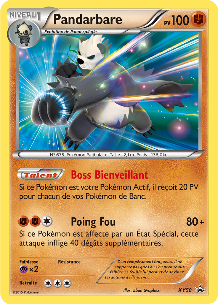 Pandarbare XY50, carte Promo XY, en vente à Manga Cash à Ans, province de Liège.
