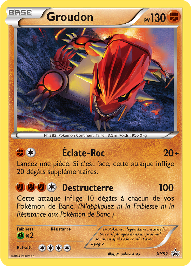 Groudon XY52, carte Promo XY, en vente à Manga Cash à Ans, province de Liège.