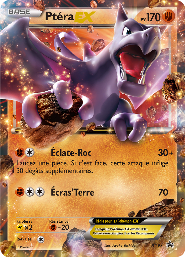 Ptéra EX XY97, carte Promo XY, en vente à Manga Cash à Ans, province de Liège.