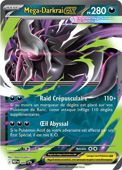 Méga-Darkrai EX MEP090, carte Cartes Promo Méga-Évolution (MEP), en vente à Manga Cash à Ans, province de Liège.