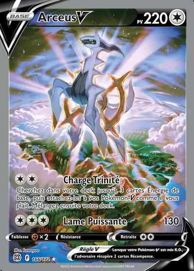 Arceus V 166/172 - Stars Étincelantes. Visuel produit Manga Cash Liège, carte officielle Pokémon.