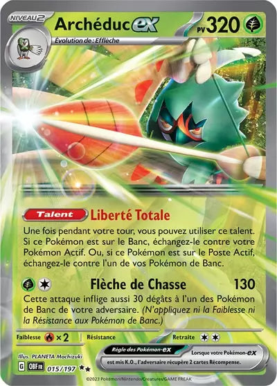 Archéduc EX 015/197 de l’extension Flammes Obsidiennes, présentée chez Manga Cash à Ans, près de Liège.