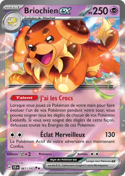 Briochien EX 067/142 provenant de l’extension Couronne Stellaire, disponible chez Manga Cash à Ans, près de Liège.