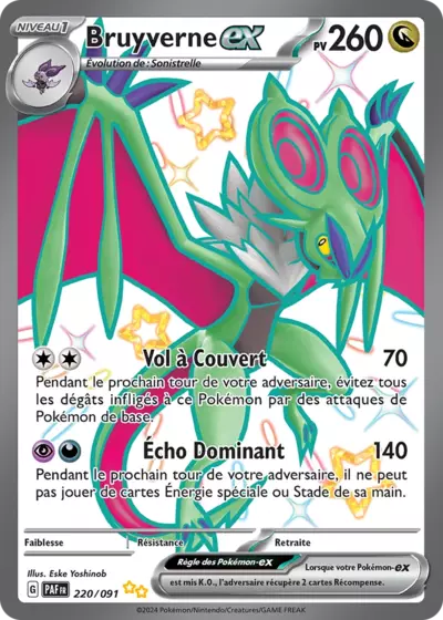 Bruyverne EX 220/091 Pokemon de Destinées de Paldea, visible dans la boutique Manga Cash a Ans (Liege).