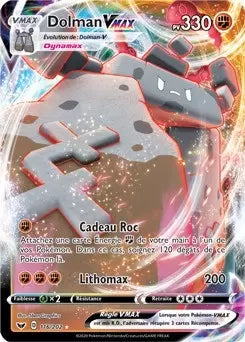 Carte Pokémon Dolman VMAX 116/202 de la série Épée et Bouclier, disponible à l’unité à Ans (Liège) chez Manga Cash.