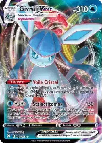Carte Pokémon Givrali VMAX 041/203 – Évolution Céleste, disponible à l’unité chez Manga Cash à Ans, près de Liège
