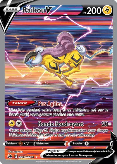 Carte Pokémon Raikou V GG41/GG70 de l’extension Zénith Suprême, vendue à l’unité chez Manga Cash à Ans (Liège)