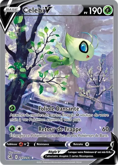 Carte Pokémon Celebi V 245/264 - Série Poing de Fusion - En vente chez Manga Cash à Liège (Ans)