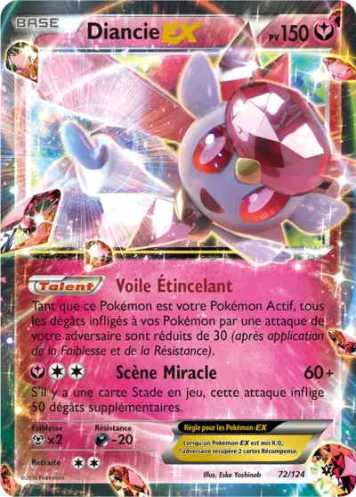 Carte Pokémon Diancie-EX 72/124 XY Impact des Destins en français