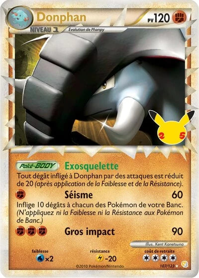 Donphan 107/123 de l’extension Célébrations, disponible chez Manga Cash à Ans, province de Liège.