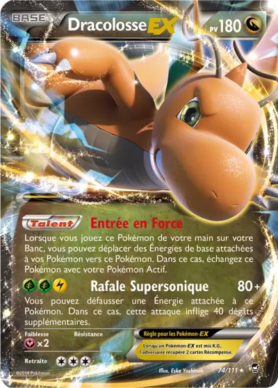 Dracolosse EX 074/111 issu de l’extension Poings Furieux, disponible chez Manga Cash à Ans en région liégeoise.