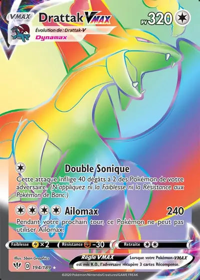 Carte Pokémon Drattak VMAX 194/189 – Série Ténèbres Embrasées à Ans