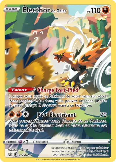 Électhor de Galar SWSH283 Promo des cartes Black Star Épée et Bouclier, présentée chez Manga Cash à Ans, province de Liège.