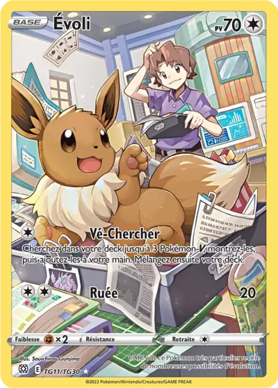 Évoli TG11/TG30 - Stars Étincelantes. Visuel produit Manga Cash Liège, carte officielle Pokémon.