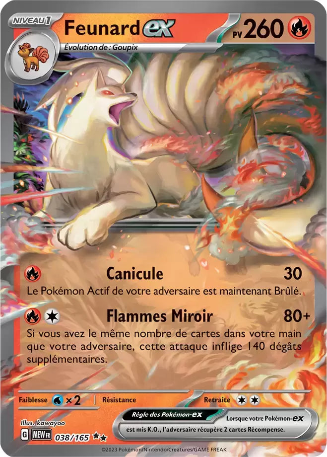 Feunard EX 038/165 issu de l’extension 151, en vente à Manga Cash à Ans, près de Liège.