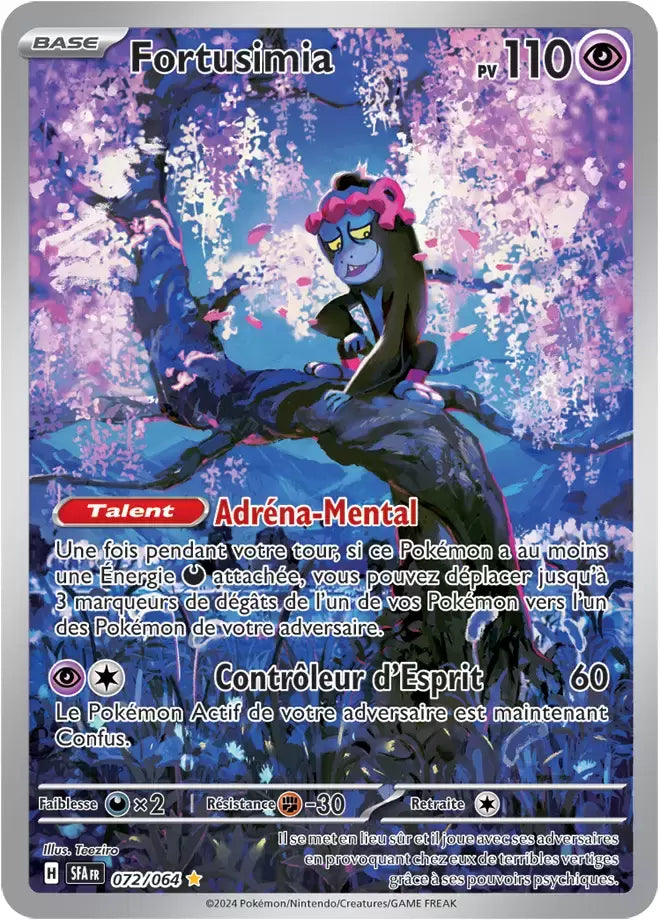 Carte Pokémon Fortusimia 072/064 de l'extension Fable Nébuleuse, disponible à l’unité chez Manga Cash à Ans (Liège)
