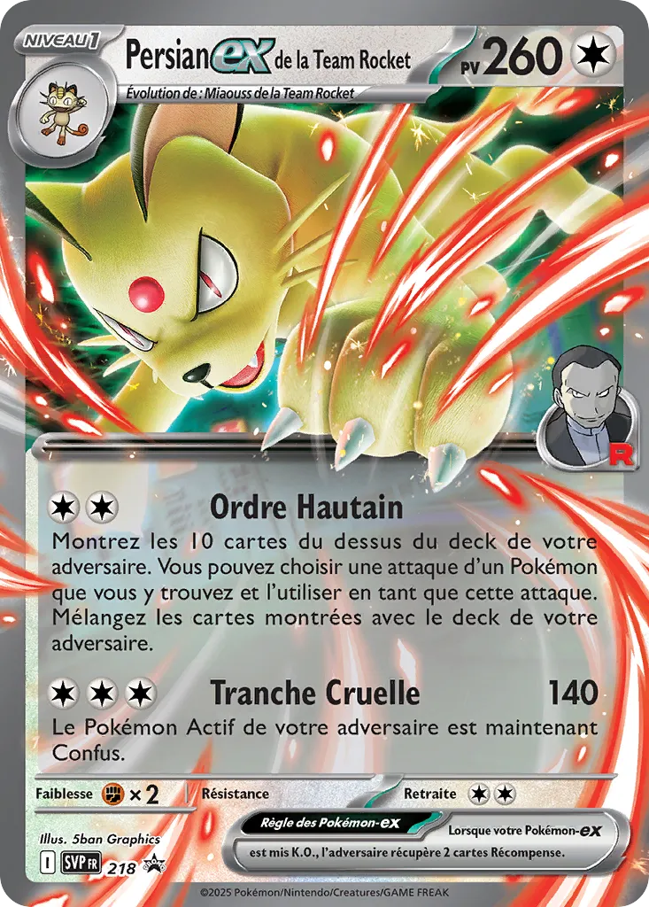 Carte Pokémon Persian EX de la Team Rocket SVP218 disponible chez Manga Cash à Ans