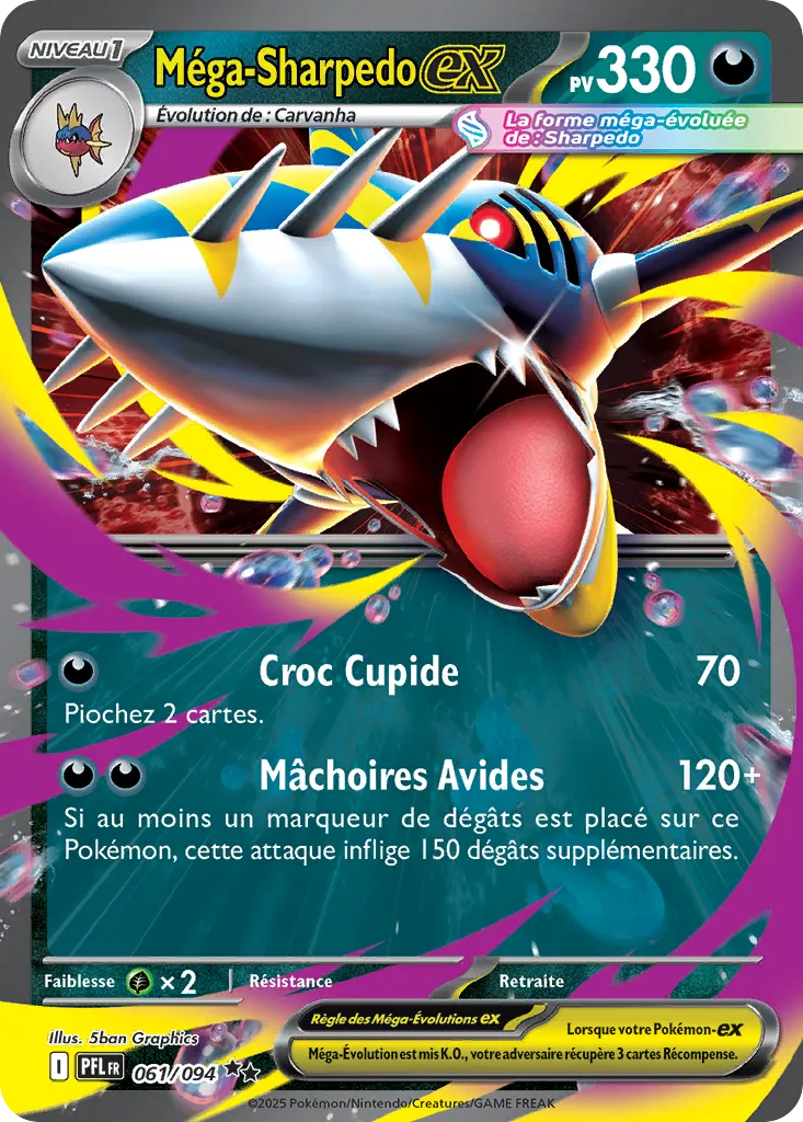 Retrouvez Méga-Sharpedo EX 061/094 – Flammes Fantasmagoriques chez Manga Cash Ans (Liège).