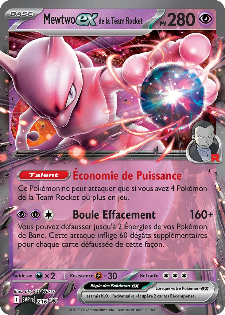 Carte Pokémon Mewtwo EX de la Team Rocket SVP216 disponible chez Manga Cash à Liège