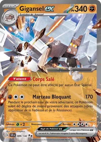 Gigansel EX 089/142 de l’extension Couronne Stellaire, à découvrir chez Manga Cash à Ans, province de Liège.
