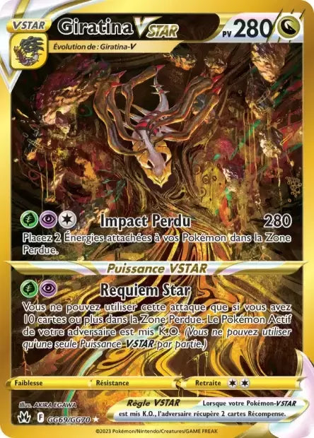 Giratina VSTAR GG69/GG70 issu de l’extension Zénith Suprême, en vente à Manga Cash à Ans, province de Liège.