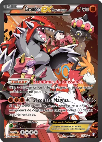 Carte Pokémon Groudon-EX de la Team Magma 15/34 Double Danger en français