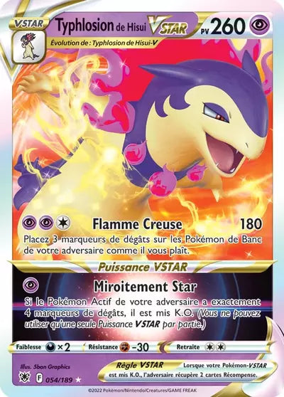 Carte Pokémon Typhlosion de Hisui VSTAR 054/189 Astres Radieux ASR – vente à l’unité au prix Cardmarket – Manga Cash Ans (Liège)
