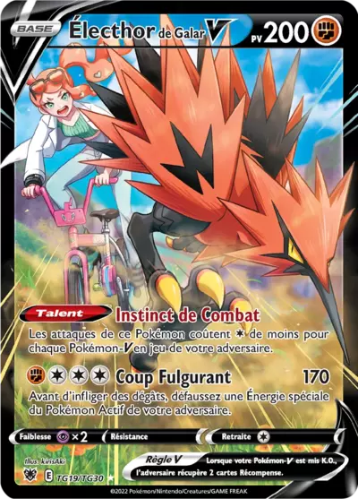Carte Pokémon Électhor de Galar V TG19/TG30 Astres Radieux ASR – vente à l’unité au prix Cardmarket – Manga Cash Ans (Liège)