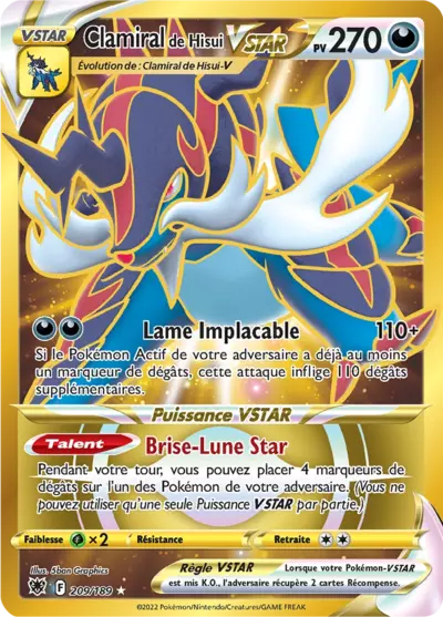Carte Pokémon Clamiral de Hisui VSTAR 209/189 Astres Radieux ASR – vente à l’unité au prix Cardmarket – Manga Cash Ans (Liège)