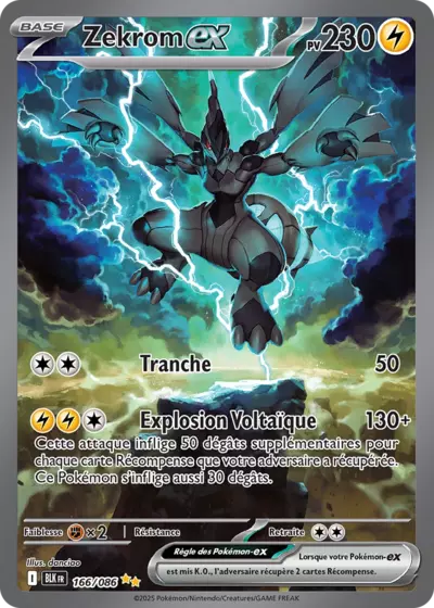Retrouvez Zekrom EX 166/086 – Foudre Noire chez Manga Cash Ans (Liège).