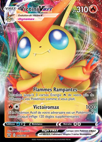 Carte Pokémon officielle Victini VMAX 022/163 - Styles de Combat (non née) - Manga Cash Ans (Liège)