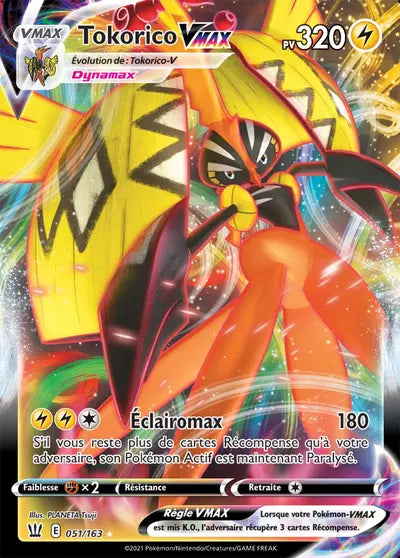 Carte Pokémon officielle Tokorico VMAX 051/163 - Styles de Combat (non née) - Manga Cash Ans (Liège)