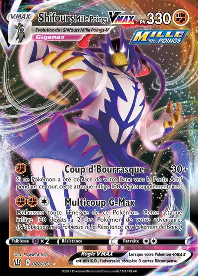 Carte Pokémon officielle Shifours Mille Poings VMAX 088/163 - Styles de Combat (non née) - Manga Cash Ans (Liège)