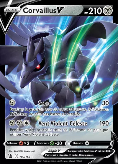 Carte Pokémon officielle Corvaillus V 109/163 - Styles de Combat (non née) - Manga Cash Ans (Liège)