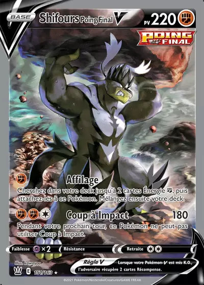 Carte Pokémon officielle Shifours Poing Final V 151/163 - Styles de Combat (non née) - Manga Cash Ans (Liège)