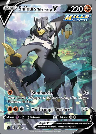 Carte Pokémon officielle Shifours Mille Poings V 153/163 - Styles de Combat (non née) - Manga Cash Ans (Liège)